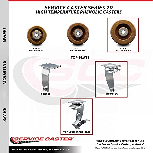 6 Inch High Temp Phenolic Swivel Caster with Roller Bearing and Brake SCC