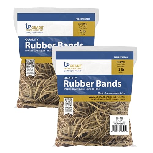 Upgrade Office Supply Rubber Bands, Size #32 (3 x 1/8 Inch), Approx. 1,400 Count, 2 Pack, Made in USA
