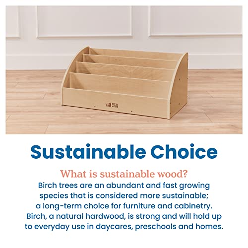 ECR4Kids 4-Shelf Toddler Book Display, Wooden Bookshelf, 30in W, Natural
