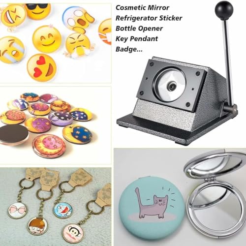 Round Badge Cutter 44mm,Manual Punch Press with,Steel Blade,Stainless Steel Blades for Paper and PVC Badges