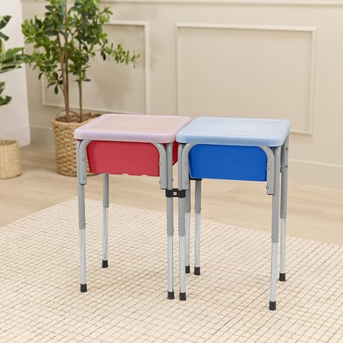 Back2School Express Adjustable Double Sensory Table with Lids, Kids Furniture, Blue/Red