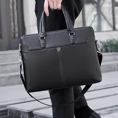BFGRDDW Leather Bag Shoulder Messenger Work Handbag Laptop Multi-function Zipper