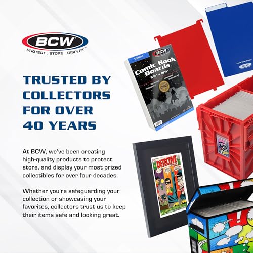 BCW Comic Book Storage Box - 4 Pack | Foldable Comic Book Case | Each fits 125-150 Sleeved and Boarded Comics | Storage For Silver, Bronze, and Current Comics
