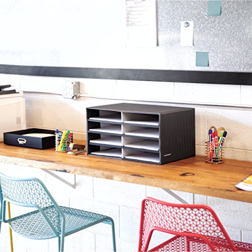 Bankers Box Literature Sorter, Letter, Letter, Black/Gray Pinstripe