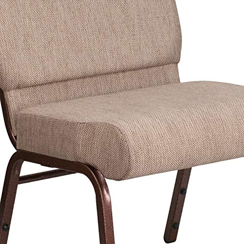 Flash Furniture HERCULES Series 21''W Stacking Church Chair in Beige Fabric - Copper Vein Frame