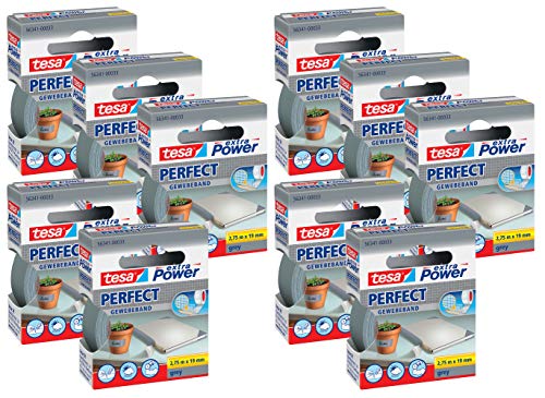 tesa Extra Power Fabric Tape (Grey, 10 Packs)