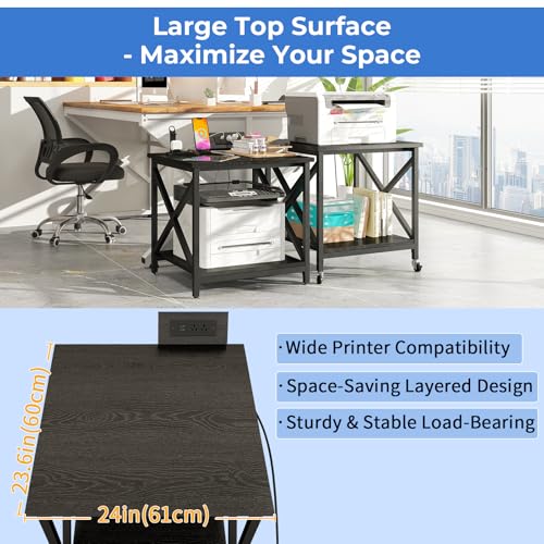 METYERRY 24"x23.6"Large Printer Stand with Power Outlet