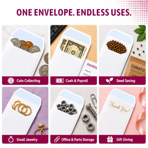 NextDayLabels - Box of 500#7 White Coin Envelopes, Made in USA