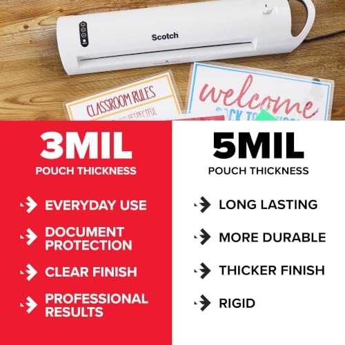 Scotch Thermal Laminating Pouches, 200 Count, Clear, 3 mil.