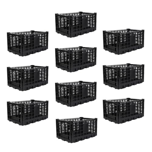 EcoSummer Plastic Foldable Storage Crate, Heavy Duty Crates for Classroom