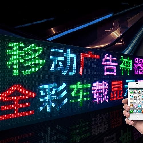 MekUk LED Sign Board Scrolling Message P10 Full Color LED Car Display Board, Commercial LED Display Board for Store, Car, Business, Promotion (Color : Multi-Colored, Size : 67 * 19 * 3.8cm)