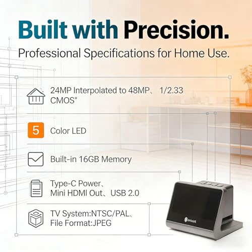 Film and Slide Scanner with Large 5 Inch LCD Screen, 24MP Digital Film Scanner Converts Color Black White 35mm 135 110 126KPK Film