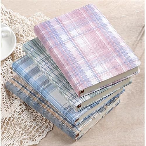ASWRTYJO A6 Student Notebook Cloth Plaid Cover Handbook Set Of 5