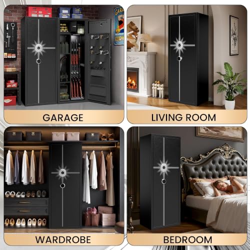SAWJEC 10-15 Gun Safe for Rifles and Pistols, Biometric Gun Safe for Rifle