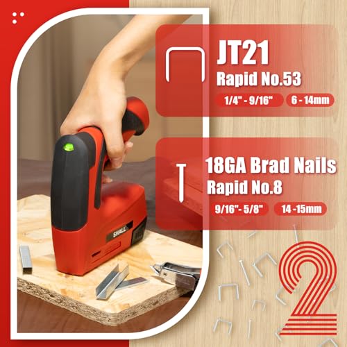 SHALL Electric Staple Gun, 2 in 1 Cordless Upholstery Stapler Nail Gun for Wood, 4V Rechargeable Brad Nailer Kit w/ 2500 Staples Nails, Staple Remover & Fast Charger for Crafts, DIY, Decoration