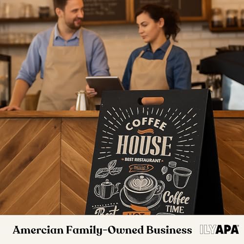 Ilyapa Metal A Frame Sign, Chalkboard Sidewalk Sign - 24x38 in, Black