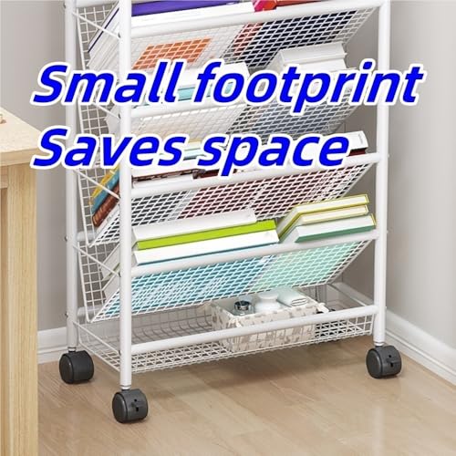Xadkmwsfm Rolling Book Cart, Multi-Layer Storage Cart, Storage Rack with Wheels, Metal Mobile Bookshelf, Multifunctional Trolley for Living Room, Kitchen, Study(Black,16.7 * 7.5 * 30.7IN)