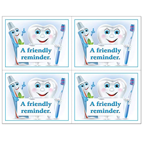Custom Recall Laser Reminder Postcards, Dental Appointment Reminder Postcards. 4 Cards Perforated for Tear-off at 4.25" x 5.5" on an 8.5" x 11" Sheet of 8 Pt Card Stock. (1000)