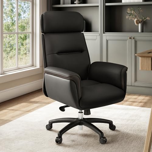 EUREKA ERGONOMIC Royal Ergonomic Office Chair Executive Desk Chair, Microfiber Leather High Back Executive Chair Comfy Ergonomic 360° Swivel with Lumbar for Home Workshop- Black