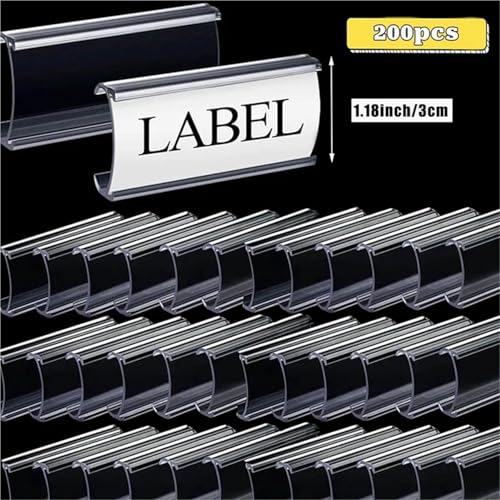 Sign holder, Clear Plastic Label Holders for Wire Shelving 200 Pieces Retail Price Clips