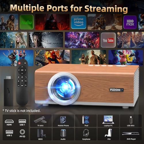 FUDONI Native 1080P Projector, Ugraded 320 ANSI Brightness, WiFi Bluetooth