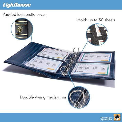 LIGHTHOUSE - Vario Classic Binder - 4-Ring Binder with Padded Leatherette Cover and Slipcase for up to 50 Sheets - Black