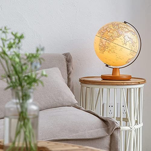 seDFHdry Globes, Lighted Led Antique with Wooden Stand 3 Sizes Educational World Map(20cm)