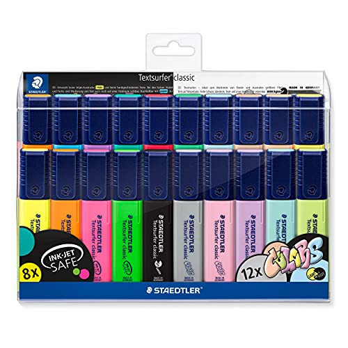STAEDTLER 364 WP20 Textsurfer Classic Highlighter - Assorted Neon and Pastel Colours (Pack of All 20 Colours)