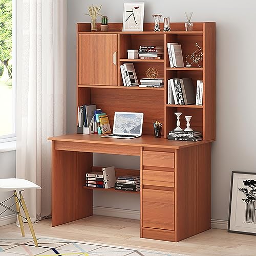 ntumLeap Modern Wood Home Office Desk with Storage Shelf Writing Table Workstation Study Desk with Hutch&Bookshelf for Pc/Laptop Stylish&Functional Workspace,Walnut-100 * 45 * 163cm(39 * 18 * 64