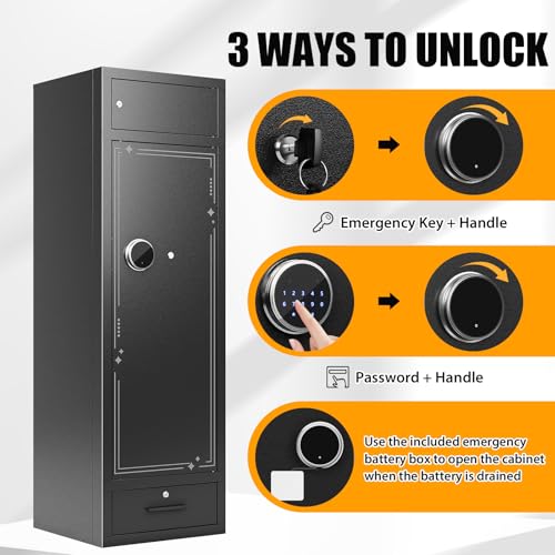Zevemomo 10-12 Gun Cabinet, Gun Safe for Rifles and Pistols with Drawer