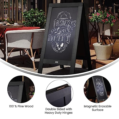 Flash Furniture Magnetic A-Frame Chalkboard Sign, 48" x 24", Black