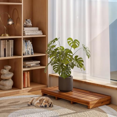 Wooden One Step Stool - Solid Pine Step Vertical Board with Anti Slip pad, Suitable for Elderly People's Wooden Step Stool, High Bed, Bathroom, Kitchen (23.6" L*15.7" W*3.9" H), Natural
