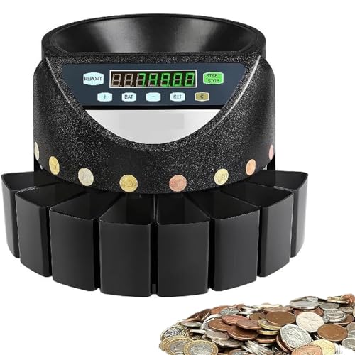 YXCUSAM Electronic Coin Counter/Sorter, Digital Coin Counter Sorter,r with LCD Display/Handle Panel, for Supermarket, Shop
