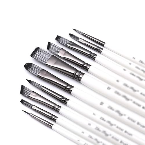 Nylon Hair White Art Paintbrush Sets 10 Combination Acrylic Brush Set