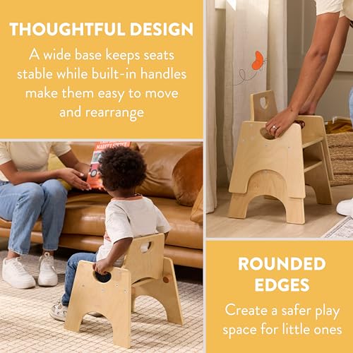 Back2School Express Toddler Chairs, 8in Seat Height, 2-Pack, Natural