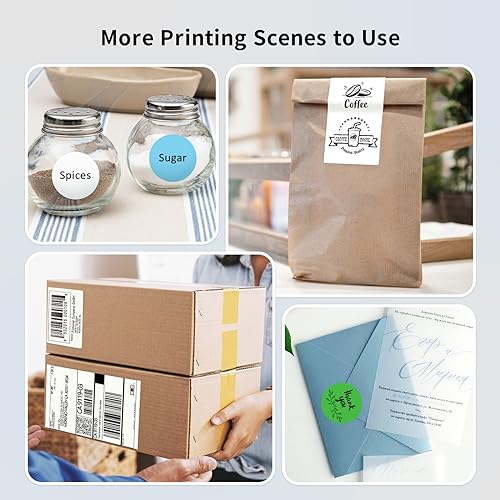 JADENS Bluetooth Thermal Label Printer, Wireless with Built-in Paper Bin