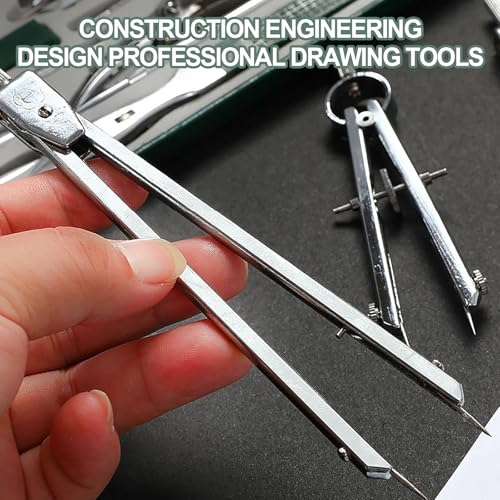 AMQYDT 23 Piece Geometry Kit, Construction Engineering Design Professional Drawing Tools, with Large Extension Beam, for Drafting, Math and Making Circles, School, Drafting, Architecture