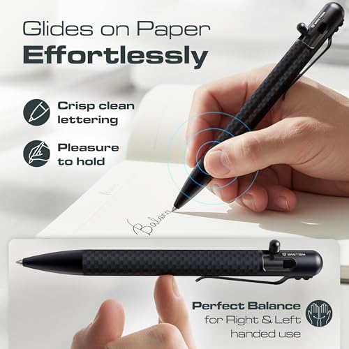 BASTION Carbon Fiber Bolt Action Pen, Unique Professional Pen, Black EDC