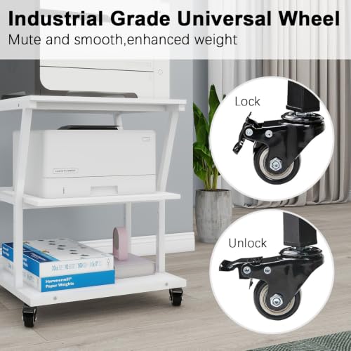 Natwind 3 Tier Printer Stand, 24''x24'',for Large Heavy Printers, White