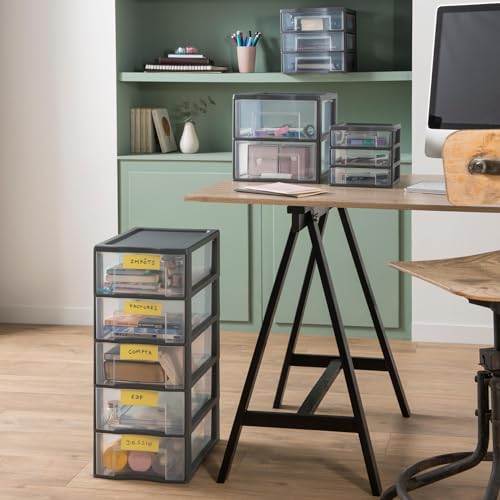 Sundis | TAG TOWER 0456002 Mini Storage Tower - 3 Drawers with Label Door and Anti-Fall System - Anthracite Grey
