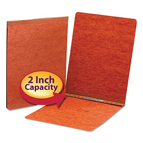 Smead PressGuard Report Cover, Metal Prong Top Fastener with Compressor, 2" Capacity, Letter Size, Red, 25 per Box (81724)