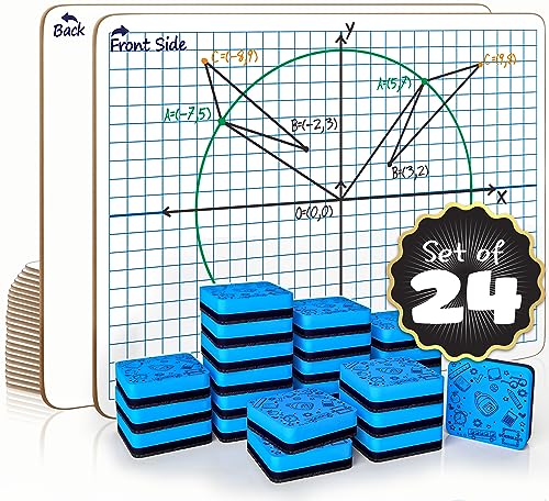 SCRIBBLEDO 24 Pack XY Axis Coordinate Graph Lap Boards 9x12 with 24 Erasers