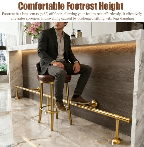3 4 5 6 7 ft Extra-long Customizable Bar Foot Rail, Heavy Duty Coffee Shop Counter Footrest Hardware, Brushed Gold Home Bar Foot Rail(87cm/2.9ft)