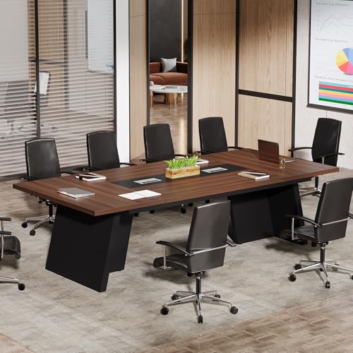 Tribesigns 8ft Conference Table, Large Office Conference Table for 8-10 Person, Business Seminar Furniture for Conference Room