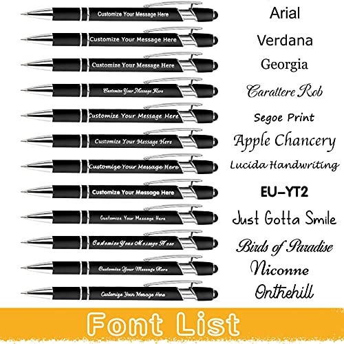 192PCS Personalized Pens Bulk with Name Free Engraving,Custom Ballpoint Pens with Stylus,Engraved Text Message Logo,Customized Gifts for Business,Graduation,Wedding,Birthday,Christmas-Black Ink