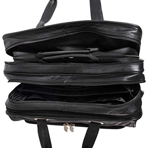 McKlein, S Series, WEST Town, Pebble Grain Calfskin Leather, 17" Leather Fly-Through Checkpoint-Friendly Patented Detachable -Wheeled Laptop Briefcase, Black (15705)