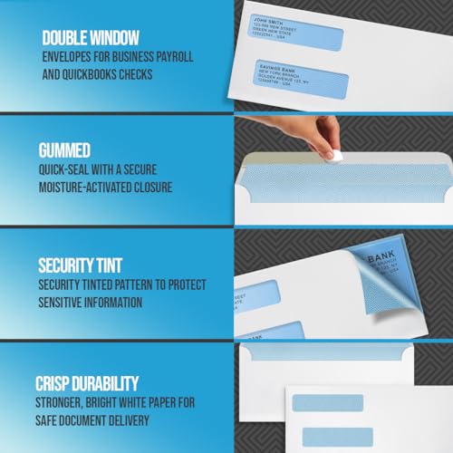 Compuchecks - 500 Gummed Double Window #8 Check Envelopes - 8900