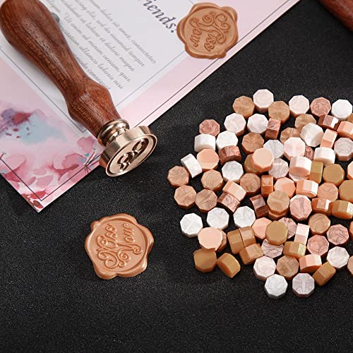 MLLXUXANCC 100pcs Retro Octagon Wax Seal Beans Stamp Beads for DIY Vintage Craft Wedding Envelope Wax Seal Ancient Sealing Wax Stamp Making