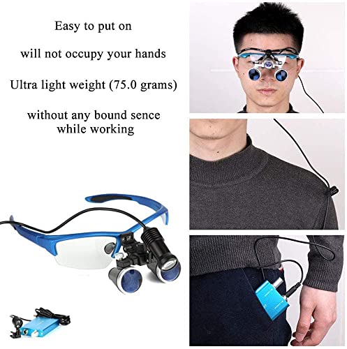 EUQKKWLOY Magnifying Glass Magnifying Glasses Magnifier,3.5X 420Mm Dental Surgery Magnifying Glass,Binocular Loupe,Handsfree Headband Magnifier,with Headlights,with Handy Carry Case,for