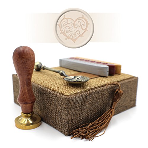Wax Stamp Gift Set with Retro Box and Spoon - Love Heart Engagement Seal